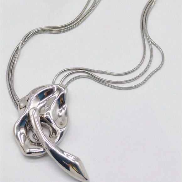 Silver Geometric Handmade Creative Design Necklace Party Event - Picture 9 of 13